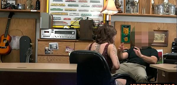  Tattooed woman smashed by nasty pawn guy